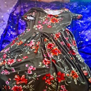 Womens floral mid length dress